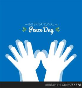 International peace day with hands making the shape of a dove