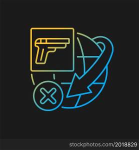 International restriction on firearms shipping gradient vector icon for dark theme. Ammunition transportation. Thin line color symbol. Modern style pictogram. Vector isolated outline drawing. International restriction on firearms shipping gradient vector icon for dark theme
