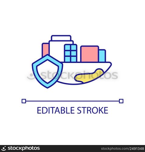 International security RGB color icon. Worldwide protection of cities. Global human safety. Isolated vector illustration. Simple filled line drawing. Editable stroke. Arial font used. International security RGB color icon