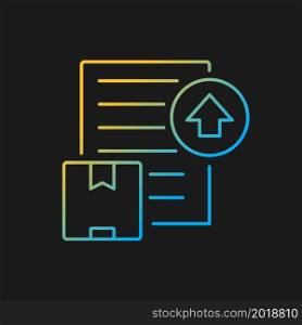 International shipment export license gradient vector icon for dark theme. Global trade document. Delivering goods. Thin line color symbol. Modern style pictogram. Vector isolated outline drawing. International shipment export license gradient vector icon for dark theme