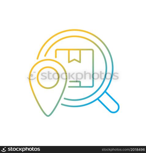 International shipment tracking package gradient linear vector icon. Global parcels delivering service. Thin line color symbol. Modern style pictogram. Vector isolated outline drawing. International shipment tracking package gradient linear vector icon