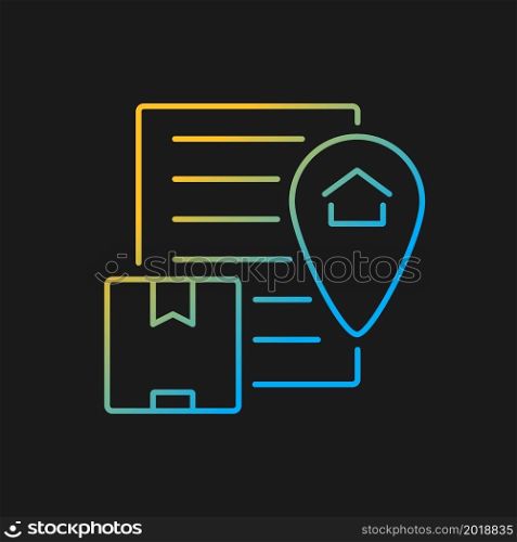 International shipping certificate of origin gradient vector icon for dark theme. International trade document. Thin line color symbol. Modern style pictogram. Vector isolated outline drawing. International shipping certificate of origin gradient vector icon for dark theme