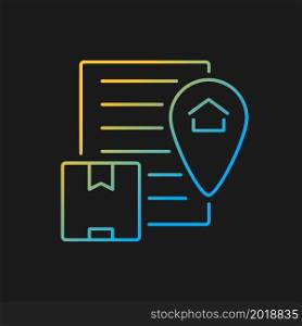International shipping certificate of origin gradient vector icon for dark theme. International trade document. Thin line color symbol. Modern style pictogram. Vector isolated outline drawing. International shipping certificate of origin gradient vector icon for dark theme