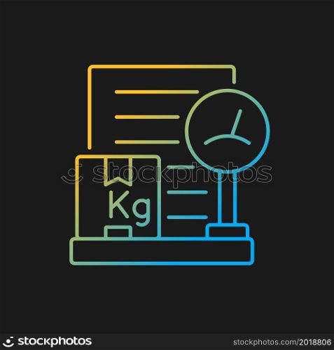 International shipping packing list kg gradient vector icon for dark theme. Cargo weight information. Business paper. Thin line color symbol. Modern style pictogram. Vector isolated outline drawing. International shipping packing list kg gradient vector icon for dark theme