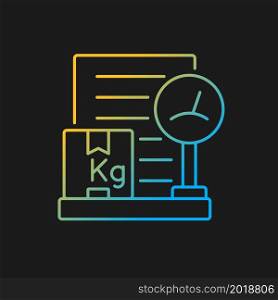 International shipping packing list kg gradient vector icon for dark theme. Cargo weight information. Business paper. Thin line color symbol. Modern style pictogram. Vector isolated outline drawing. International shipping packing list kg gradient vector icon for dark theme