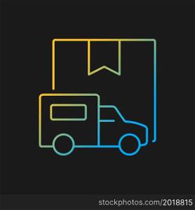 International truckload shipping client service gradient vector icon for dark theme. Delivering cargoes by trucks. Thin line color symbol. Modern style pictogram. Vector isolated outline drawing. International truckload shipping client service gradient vector icon for dark theme