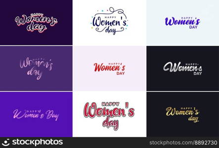 International Women&rsquo;s Day greeting card template with a floral design and hand-lettering text vector illustration