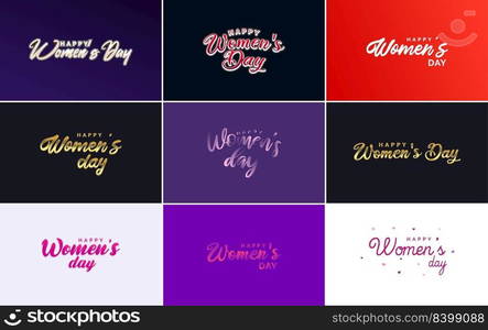 International Women&rsquo;s Day lettering with a love shape. suitable for use in cards. invitations. banners. posters. postcards. stickers. and social media posts