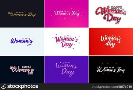International Women&rsquo;s Day lettering with a love shape. suitable for use in cards. invitations. banners. posters. postcards. stickers. and social media posts