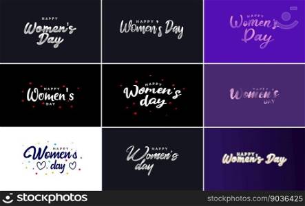 International Women&rsquo;s Day lettering with a love shape. suitable for use in cards. invitations. banners. posters. postcards. stickers. and social media posts