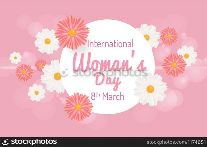 International Women&rsquo;s Day. March 8th greeting card. Vector illustration background