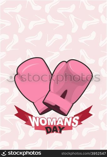 International Women&rsquo;s Day. Pink boxing gloves. 8 March, &#xA;