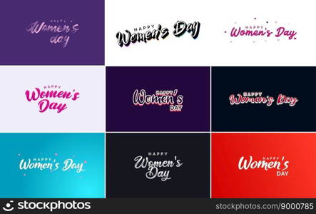 International Women’s Day greeting card template with a floral design and hand-lettering text vector illustration