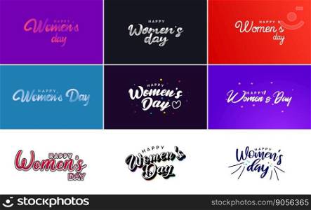 International Women’s Day greeting card template with a floral design and hand-lettering text vector illustration