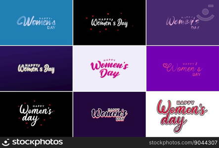 International Women’s Day lettering with a love shape. suitable for use in cards. invitations. banners. posters. postcards. stickers. and social media posts