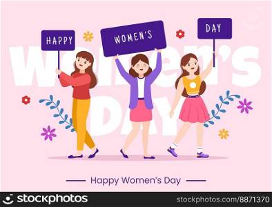 International Women’s Day on March 8 Illustration to Celebrate the Achievements of Women in Flat Cartoon Hand Drawn Landing Page Templates