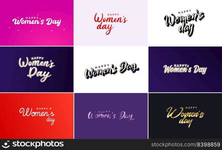 International Women’s Day vector hand-written typography background with a gradient color scheme