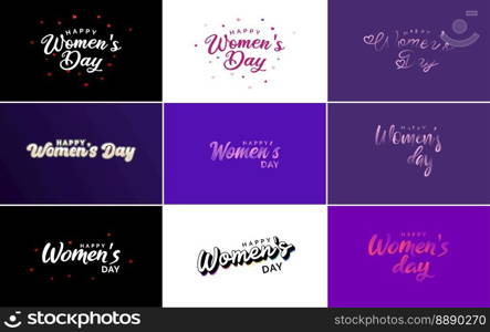 International Women’s Day vector hand-written typography background with a gradient color scheme