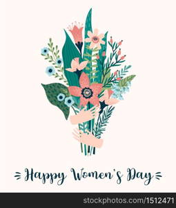 International Women s Day. Vector template with bouquet of flowers for card, poster, flyer and other users. International Women s Day. Vector template with bouquet of flowers.