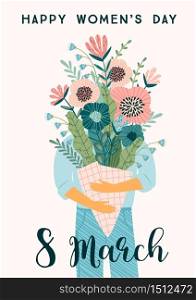 International Women s Day. Vector template with bouquet of flowers for card, poster, flyer and other users. International Women s Day. Vector template with bouquet of flowers.