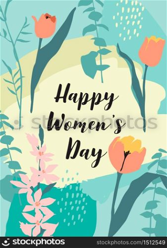 International Women s Day. Vector template with bouquet of flowers for card, poster, flyer and other users. International Women s Day. Vector template with bouquet of flowers