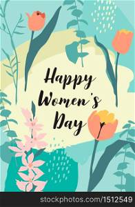International Women s Day. Vector template with bouquet of flowers for card, poster, flyer and other users. International Women s Day. Vector template with bouquet of flowers