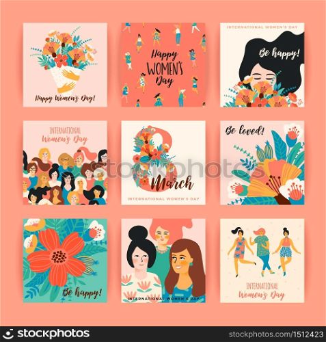 International Women s Day. Vector templates for card, poster, flyer and other users. International Women s Day. Vector templates.