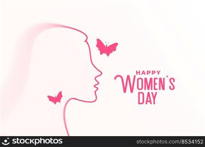 international womens day card with female face and butterly