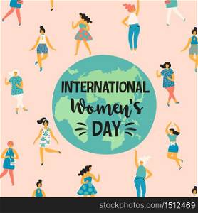 International Womens Day. Vector illustration with dancing women for card, poster, flyer and other users.. International Womens Day. Vector illustration with dancing women.