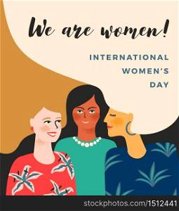 International Womens Day. Vector template with women for card, poster, flyer and other users. International Womens Day. Vector template with women.