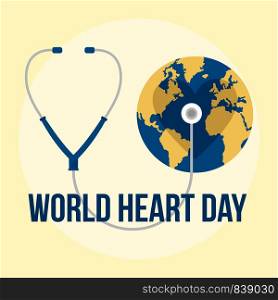 International world heart day background. Flat illustration of international world heart day vector background for web design. International world heart day background, flat style