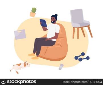 Internet access for leisure time flat concept vector illustration. Flash message with flat 2D character on cartoon isolated background. Colorful editable image for mobile, website UX design. Internet access for leisure time flat concept vector illustration