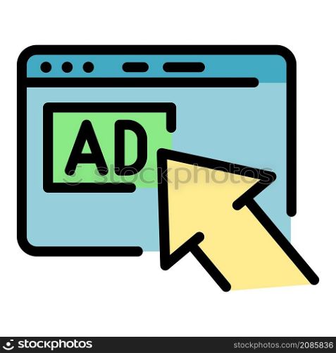 Internet advertising icon. Outline internet advertising vector icon color flat isolated. Internet advertising icon color outline vector