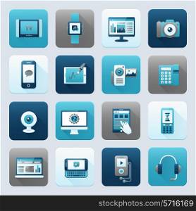 Internet and mobile devices modern technology electronics equipment icons set isolated vector illustration