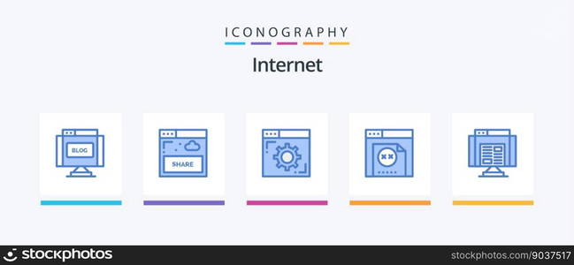 Internet Blue 5 Icon Pack Including data. application. browser. website. error. Creative Icons Design