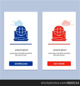 Internet, Business, Communication, Connection, Network, Online Blue and Red Download and Buy Now web Widget Card Template