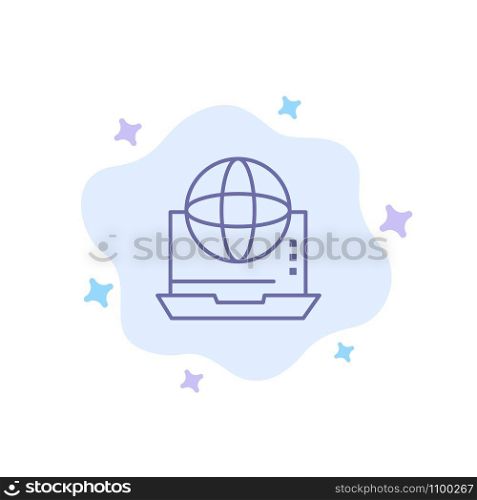 Internet, Business, Communication, Connection, Network, Online Blue Icon on Abstract Cloud Background