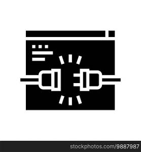 internet cable disonnected glyph icon vector. internet cable disonnected sign. isolated contour symbol black illustration. internet cable disonnected glyph icon vector illustration