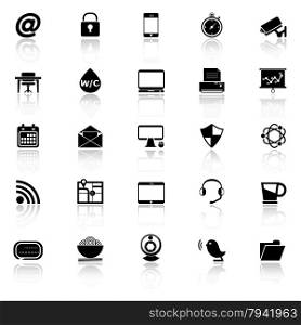 Internet cafe icons with reflect on white background, stock vector