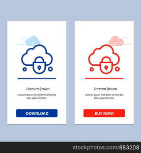 Internet, Cloud, Lock, Security Blue and Red Download and Buy Now web Widget Card Template