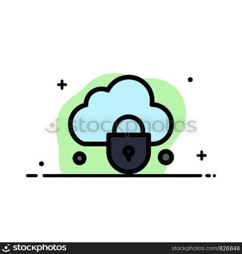 Internet, Cloud, Lock, Security Business Flat Line Filled Icon Vector Banner Template