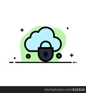 Internet, Cloud, Lock, Security Business Flat Line Filled Icon Vector Banner Template