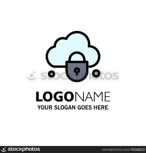Internet, Cloud, Lock, Security Business Logo Template. Flat Color