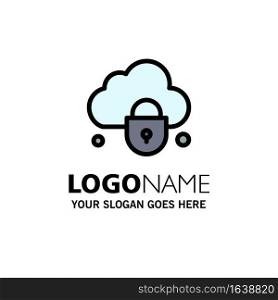 Internet, Cloud, Lock, Security Business Logo Template. Flat Color