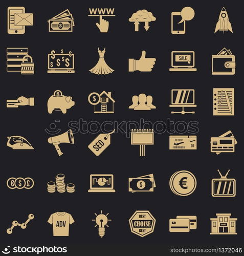 Internet commerce icons set. Simple style of 36 internet ommerce vector icons for web for any design. Internet commerce icons set, simple style