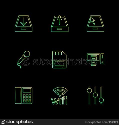 internet , connecetivity , network , equlilizer , battery , cell , wifi , sim , microphone , icon, vector, design,  flat,  collection, style, creative,  icons