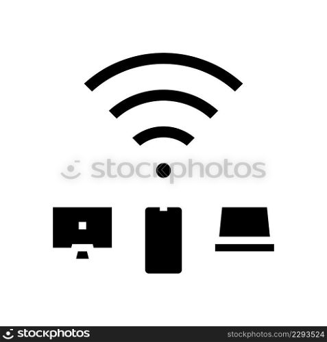 internet connection devices glyph icon vector. internet connection devices sign. isolated contour symbol black illustration. internet connection devices glyph icon vector illustration
