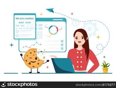 Internet Cookies Technology Illustration with Track Cookie Record of Browsing a Website in Flat Cartoon Hand Drawn Landing Page Templates