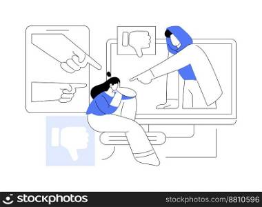 Internet criticism abstract concept vector illustration. Social media behavior, hate speech, comments and share, negative opinion, troll message, fake profile, anonymous abstract metaphor.. Internet criticism abstract concept vector illustration.