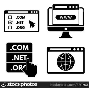 Internet domain icons set. Simple set of internet domain vector icons for web design on white background. Internet domain icons set, simple style